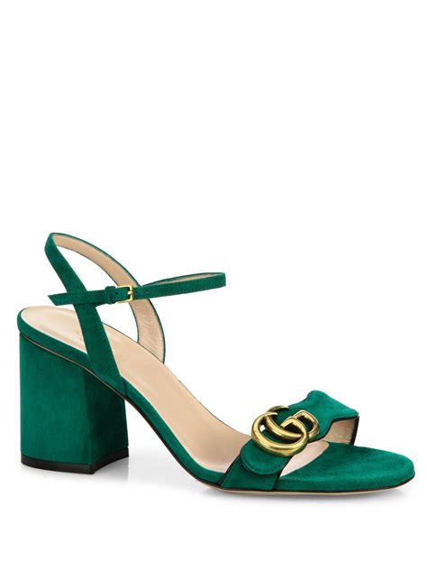 gucci suede ankle strap heels|gucci platform block heels.